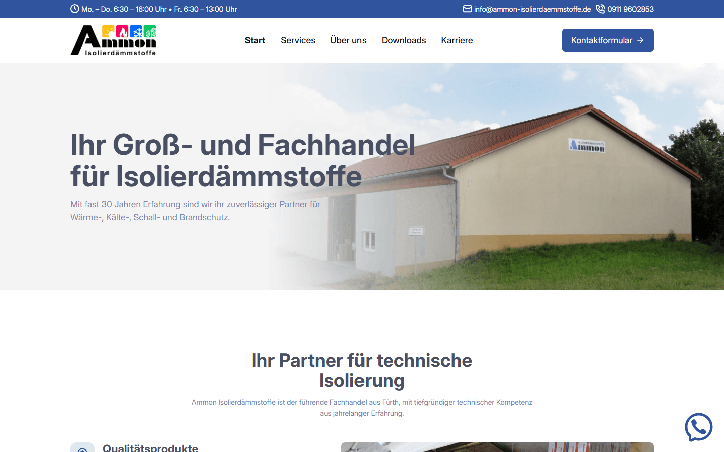 Ammon Isolierdämmstoffe Fürth — B2B-Website Relaunch Webdesign SEO Vorher/Nachher atondix
